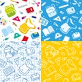 School seamless pattern with education supplies