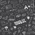 School seamless pattern HandDrawn Doodles, Vector Illustration