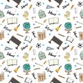 School seamless pattern HandDrawn Doodles, Vector Illustration