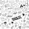 School seamless pattern HandDrawn Doodles, Vector Illustration