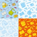 School seamless pattern with education supplies