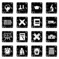 School set icons, grunge style Royalty Free Stock Photo