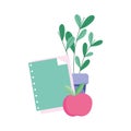 School sheets and apple isolated icon design white background