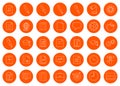For a school site or booklet, a set of thirty-five linear round monochrome icon icons, color change in one click