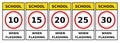 School speed limit when flashing, children present sign, vector illustration Royalty Free Stock Photo