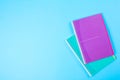 School stationery on blue background with copyspace Royalty Free Stock Photo