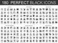 180 school, stationery, education, online learning, brain process, data science classic black mini concept symbols Royalty Free Stock Photo