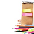 School stationery isolated over white Royalty Free Stock Photo