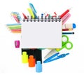 School stationery isolated over white Royalty Free Stock Photo