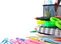 School stationery isolated over white Royalty Free Stock Photo