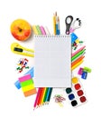 School stationery with notebook copyspace Royalty Free Stock Photo