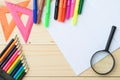 School stationery with notebook copyspace Royalty Free Stock Photo