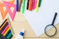School stationery with notebook copyspace Royalty Free Stock Photo