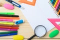 School stationery with notebook copyspace Royalty Free Stock Photo
