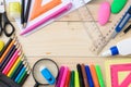 School stationery with notebook copyspace Royalty Free Stock Photo