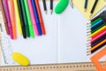 School stationery with notebook copyspace Royalty Free Stock Photo