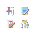 School stationery RGB color icons set Royalty Free Stock Photo