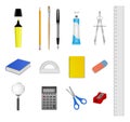 School stationery set. Collection of realistic school and office supplies Royalty Free Stock Photo