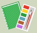 School Stationery Supplies, Notebook and Paint