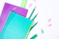 School stationery on white background with copyspace Royalty Free Stock Photo