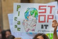 Fridays for future: students hands showing banners and boards