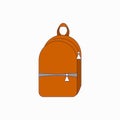 School, student backpack brown, vector illustration. Backpack for tourism and travel. Back to school. Backpack, isolated on white