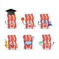 School student of bacon cartoon character with various expressions