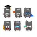 School student of black gasoline tank cartoon character with various expressions