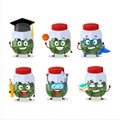 School student of eyeball in jar cartoon character with various expressions