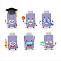 School student of flashdisk cartoon character with various expressions