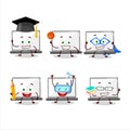 School student of laptop cartoon character with various expressions