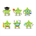 School student of new green stars cartoon character with various expressions Royalty Free Stock Photo