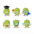 School student of olives cartoon character with various expressions