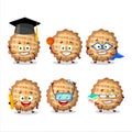 School student of peach pie cartoon character with various expressions