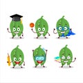 School student of peas cartoon character with various expressions Royalty Free Stock Photo