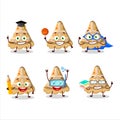 School student of slice of peach pie cartoon character with various expressions