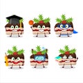 School student of slice of pudding cake christmas cartoon character with various expressions