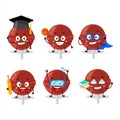 School student of sweet strawberry lollipop cartoon character with various expressions