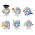 School student of sweet white lollipop cartoon character with various expressions