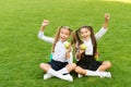 School students girls eating apples for lunch, child care concept