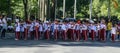 School students line up in reunification palace in ho chi minh,vietnam