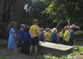 School students and teacher in the former residence of bront,unitec kingdom