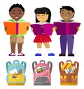 School Stuents or Pupils with Books and Schoolbags