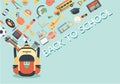 School stuffs flowing into school bag. Back to school concept for background,banner,poster and design element. Vector illustration