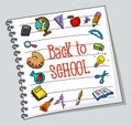 School stuffs on paper Royalty Free Stock Photo