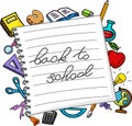 School stuffs on paper Royalty Free Stock Photo