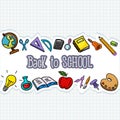 School stuffs on paper Royalty Free Stock Photo