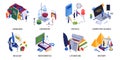 School Subjects Isometric Set Royalty Free Stock Photo