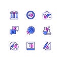 School subjects - modern line design style icons set Royalty Free Stock Photo