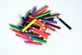 School supplies colored pencils in Fall scattered, isolated Royalty Free Stock Photo